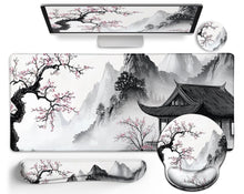 LIMKRIAN Desk Mat Set, Large Gaming Mouse Pad with Wrist Rest, Ergonomic Mouse Pad Keyboard Mat Wrist Support, Cup Coaster, Home Office Desk Accessories Decor Supplies, Funny Black Cat