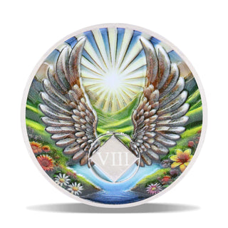 2 Year Angel Wings Sobriety Coin – Radiant Sunrise NA Medallion – Spiritual Token for Recovery & Clean Time – Empowering NA AA Chips – Gift for Men & Women