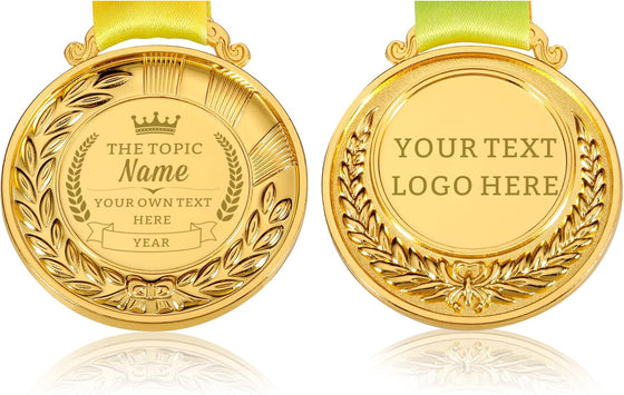 Custom Medals for Awards with Logo Text Make Your Own Medals for Kids Adults Personalized Medals for School Sports Office Team Rewards Party Favors Customized Medallions with Neck Ribbon