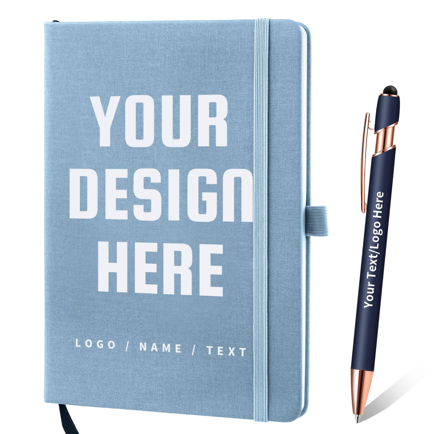 Personalized Notebook and Pen, Custom Notebooks Cover with Logo/Text/Image, Customizable A5 & A6 Leather Notebook, Lined Journals Present for Business Students Teacher (200 Lined Pages)