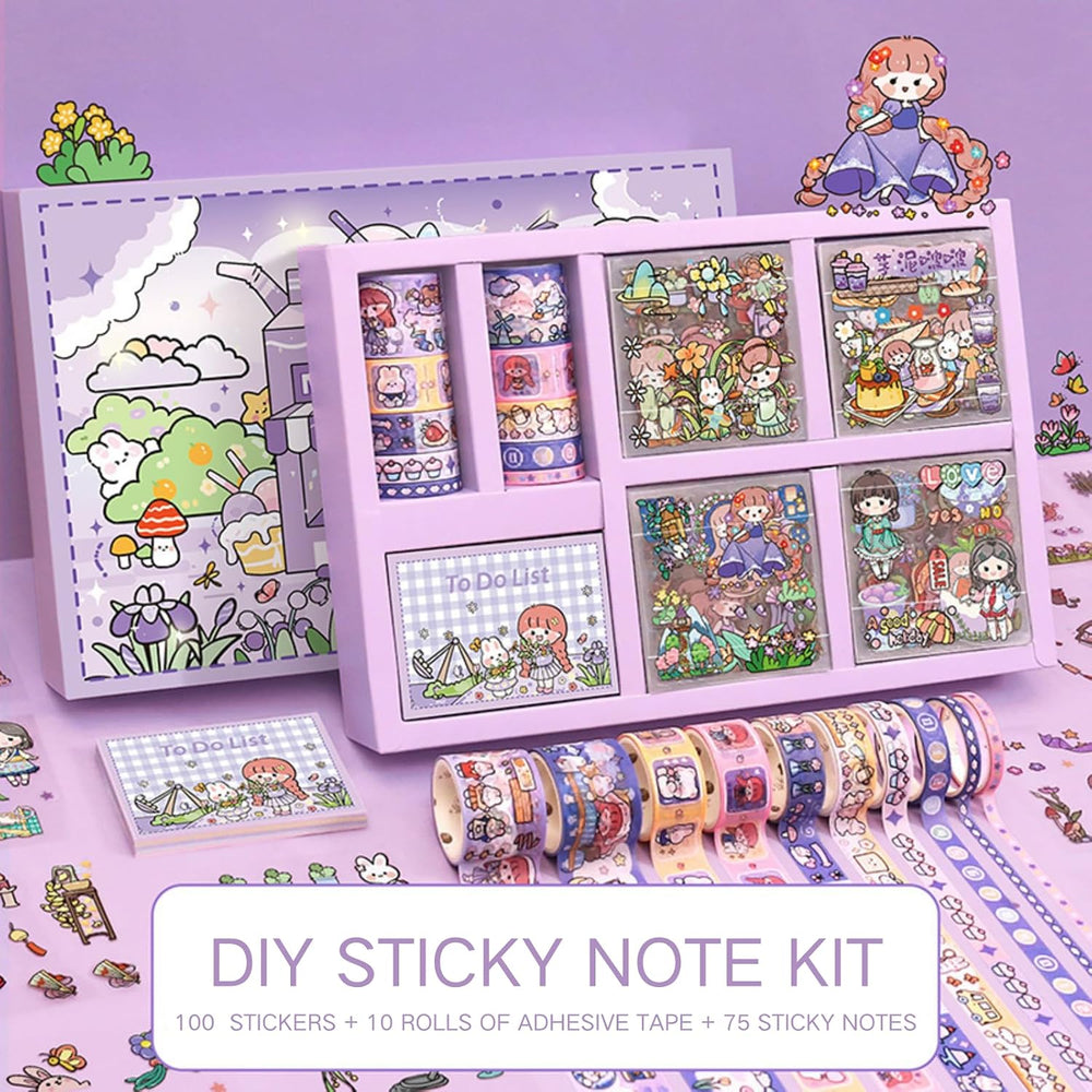 Girls DIY Diary 185 Pcs Diary Set,Toys for Ages 8-13,DIY Stationery Set, Thin Stickers and Little Daily Supplies Birthday Gifts for Girls Fun, Cute Art & Crafts Scrapbook Kits,Purple