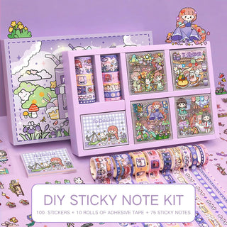 Girls DIY Diary 185 Pcs Diary Set,Toys for Ages 8-13,DIY Stationery Set, Thin Stickers and Little Daily Supplies Birthday Gifts for Girls Fun, Cute Art & Crafts Scrapbook Kits,Purple