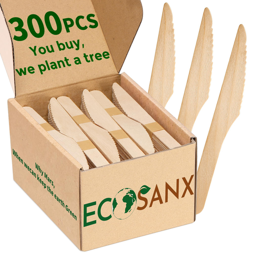 ECOSANX® 120 PCs Disposable Wooden Cutlery set 6.3" Splinter Free Compostable Utensils for party, Eco-Friendly, 100% All-Natural Bamboo Utensils set for picnic, Bamboo cutlery set for Events & More