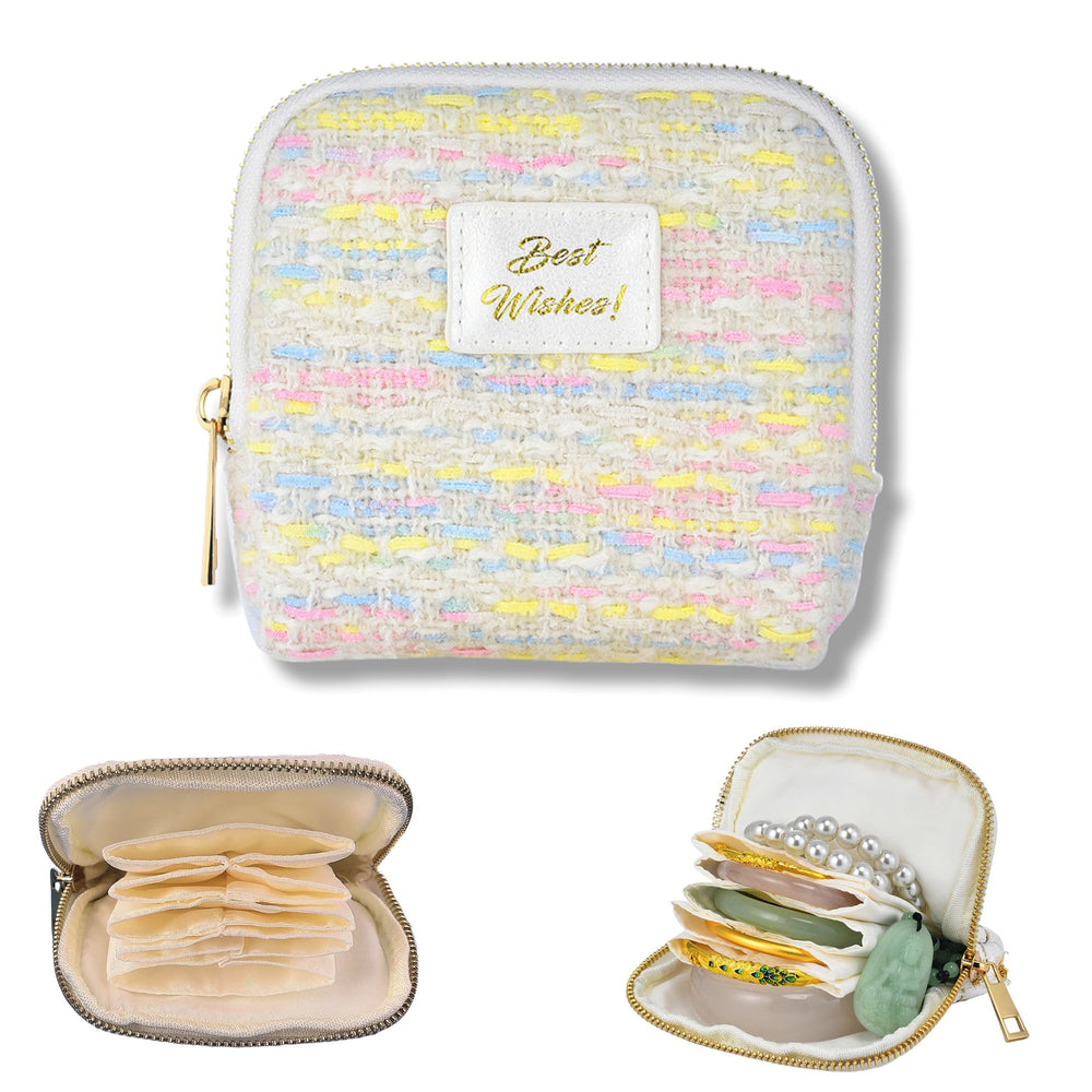 Small Travel Jewelry Case, Soft Velvet Organizer Pouch for Bangles, Bracelets, large Earrings, Beaded necklaces, Anti-Scratch & Portable Jewelry Bag Holder for Daily Use & Gift (Ocean Blue)