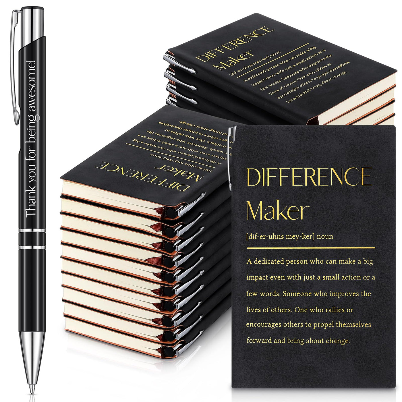 Colarr 40 Pcs Appreciation Gifts Bulk Inspirational PU Leather Notebook Journal & Pen Set Thank You Gifts for Staff, Employees, Coworkers, Nurses(Black,May You)