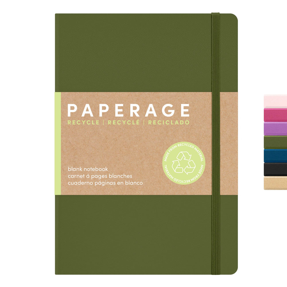 PAPERAGE Recycled Lined Journal Notebook, (Kraft), 160 Pages, Medium 5.6 in x 8 in - 100 GSM Thick Paper – College Ruled, Hardcover Journaling Notebook for Work, School & Note Taking