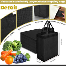 Windyun 50 Pcs Reusable Tote Bag Bulk 8 x 4 x 10 Inch Non Woven Shopping Bag with Handle Reusable Portable Grocery Gift Tote (Black)