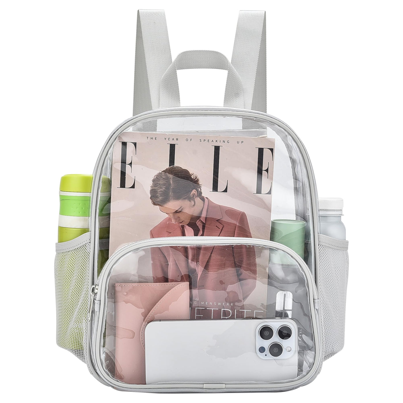 Busiuw Clear Backpack for Stadium Events Stadium Approved Clear Backpack 12x12x6 with Front Pocket for Concert Sport Fashion Women Backpack Events Work Travel