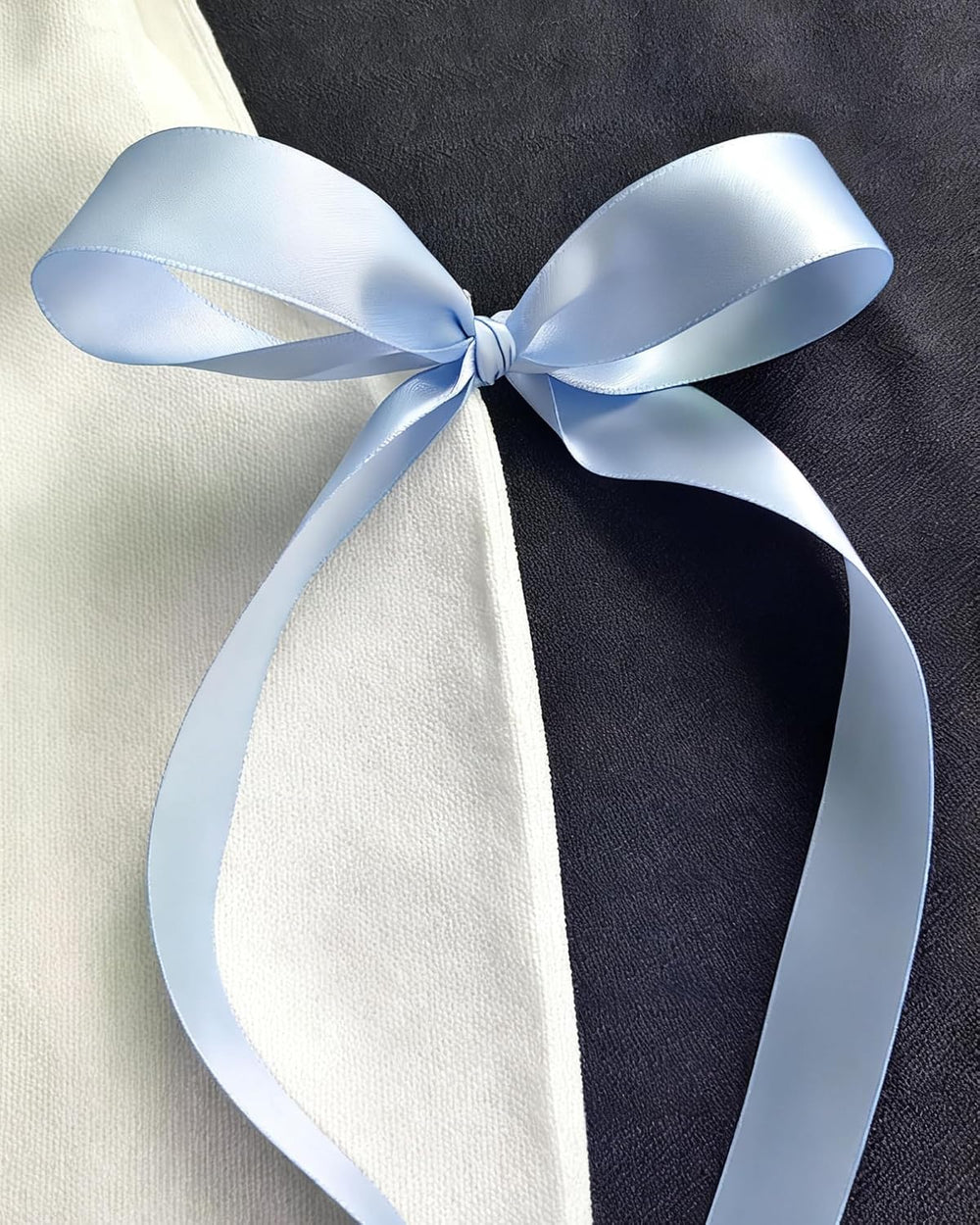 White Canvas Bride Tote Bag with Blue Satin Bows - Large Bridal Shower Gift Bag, Bachelorette Party Favor, Wedding Day Tote for Bride to Be & Bridesmaids