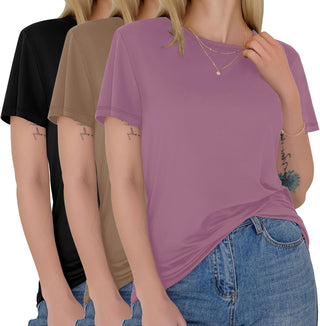 GAYHAY 3 Pack Womens T-Shirts - Short Sleeve Spring Summer Tops Crew Neck Trendy Casual Work Soft Basic Tees for Ladies 2026