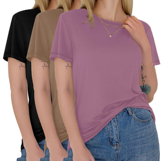 GAYHAY 3 Pack Womens T-Shirts - Short Sleeve Spring Summer Tops Crew Neck Trendy Casual Work Soft Basic Tees for Ladies 2026