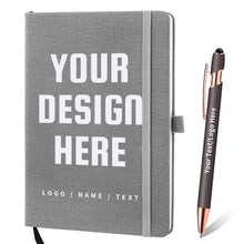 Personalized Notebook and Pen, Custom Notebooks Cover with Logo/Text/Image, Customizable A5 & A6 Leather Notebook, Lined Journals Present for Business Students Teacher (200 Lined Pages)