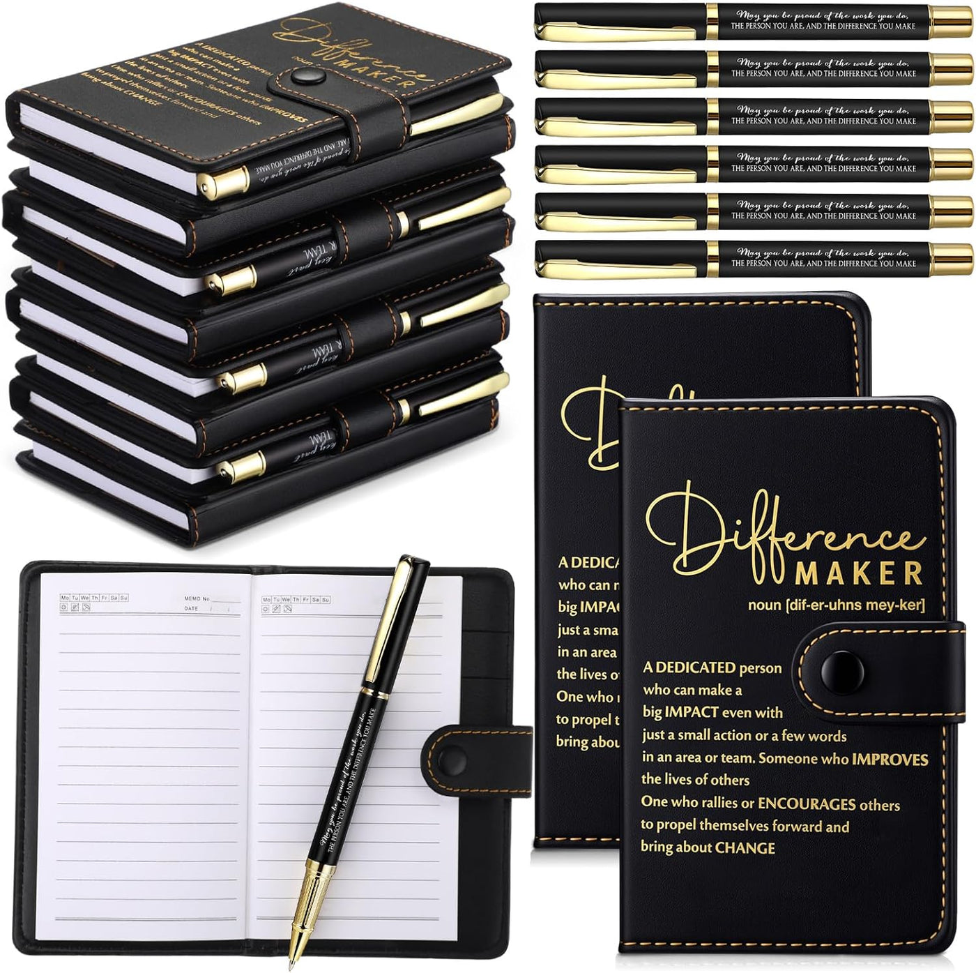 Marspark 10 Set Differen Marker Employee Appreciation Gift Inspirational A5 Leather Notepad with Motivational Pen Thank You Gift for Men Women Cna Nurse Volunteer Staff Team Office Teacher Fathers Day