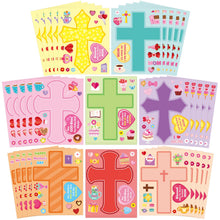 CY2SIDE Mothers Cross Stickers Sheet - 40PCS Make A Best Mom Cross Face Sticker with Heart Flower for Kid, DIY Religious Gift Craft Sticker Game Party Favor for Christian Sunday School Home Project