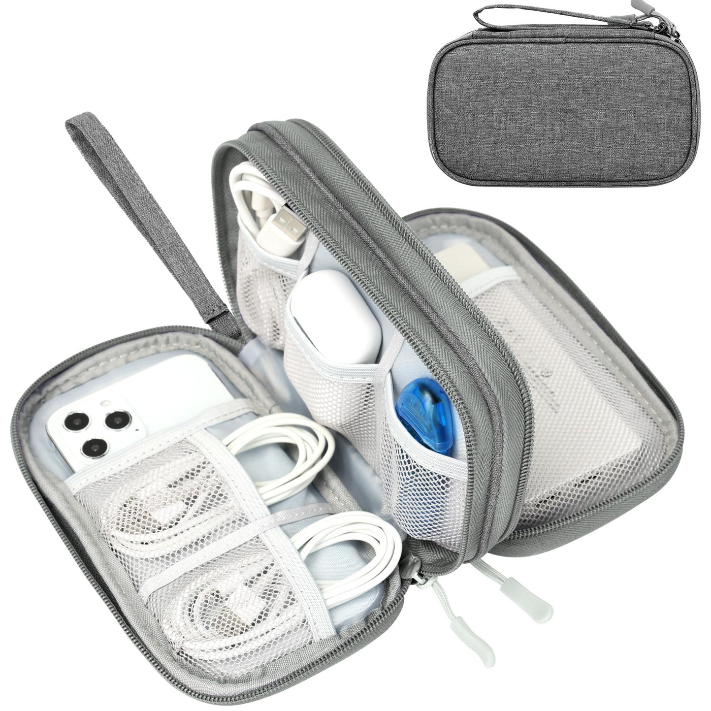 FYY Travel Cable Organizer Pouch Electronic Accessories Carry Case Portable Waterproof Double Layers All-in-One Storage Bag for Cord, Charger, Phone, Earphone Black