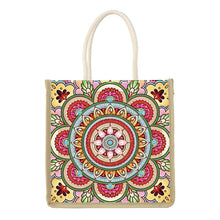 JZHYOAN Mandala Diamond Painting Canvas Tote Bags for Adults DIY Flower Diamond Art Tote Bags Kits Reusable Grocery Shopping Hand Storage Bag with Handles Portable Storage Bag for Family Woman Man