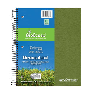 ROARING SPRING Environotes College Ruled Spiral Notebook, 1 Subject Recycled School Notebook with Storage Pocket, 11" x 9", 80 Perforated Sheets 20 lb Paper, 3 Hole Punched, Made in USA