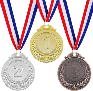 Award Medals 1st 2nd 3rd (Gold, Silver, Bronze) Metal Style Winner with Neck Ribbon, 2 Inches