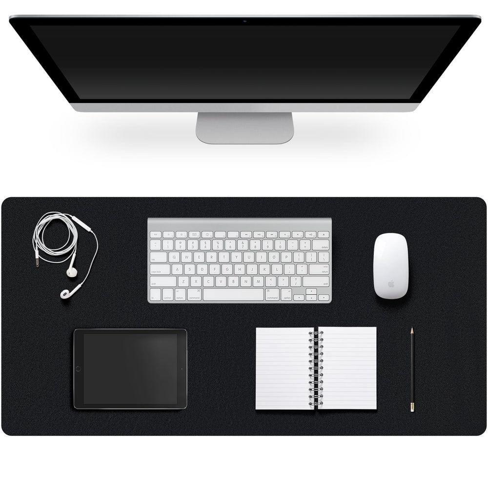 Leather Desk Pad Protector,Non-Slip Desk Pad,on-Slip PU Leather Large Mouse Pad,Easy Clean Desk Protecor Mat,Writing Pad for Office Work/Home/Decor(Black, 23.6" x 13.7")