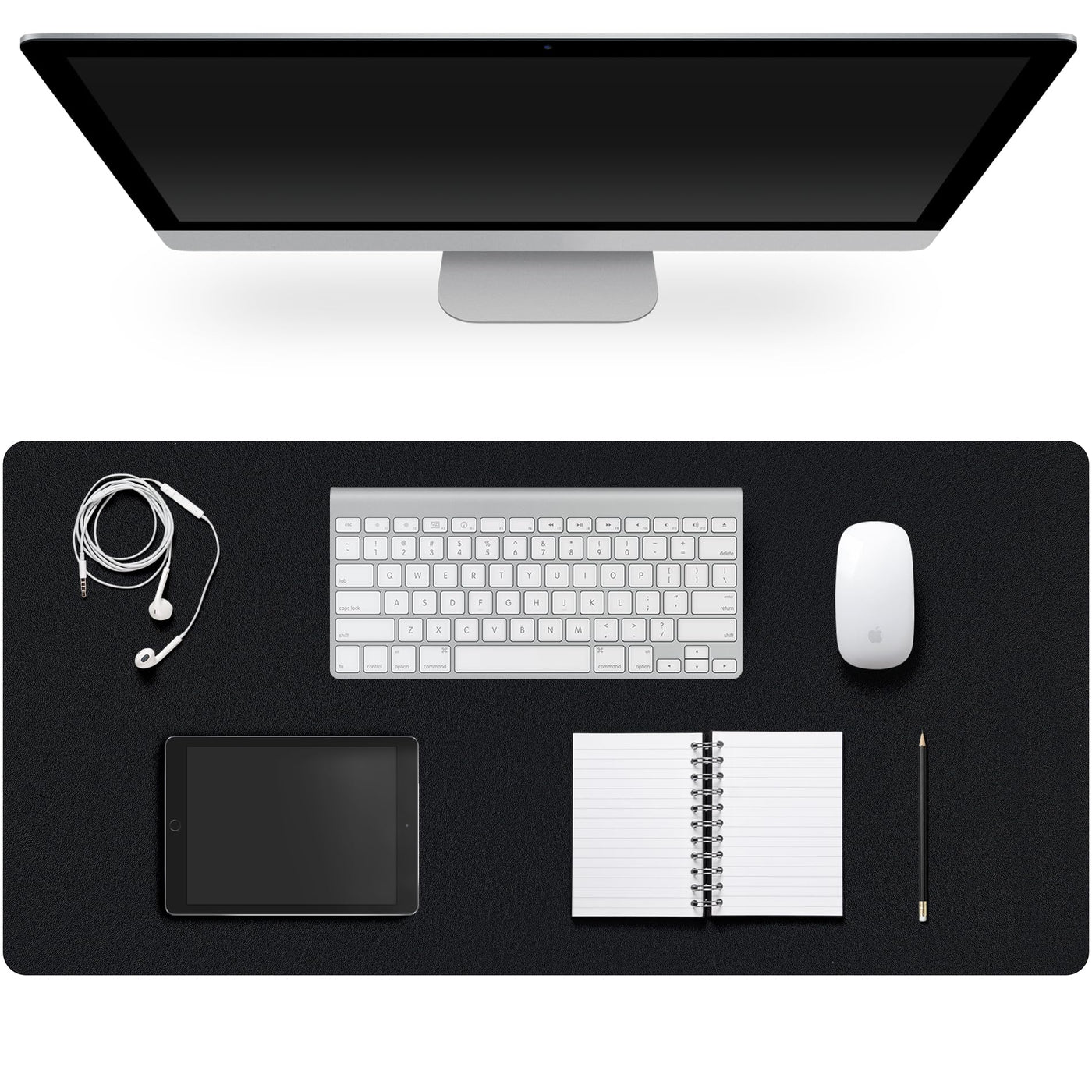 Leather Desk Pad Protector,Non-Slip Desk Pad,on-Slip PU Leather Large Mouse Pad,Easy Clean Desk Protecor Mat,Writing Pad for Office Work/Home/Decor(Black, 23.6" x 13.7")