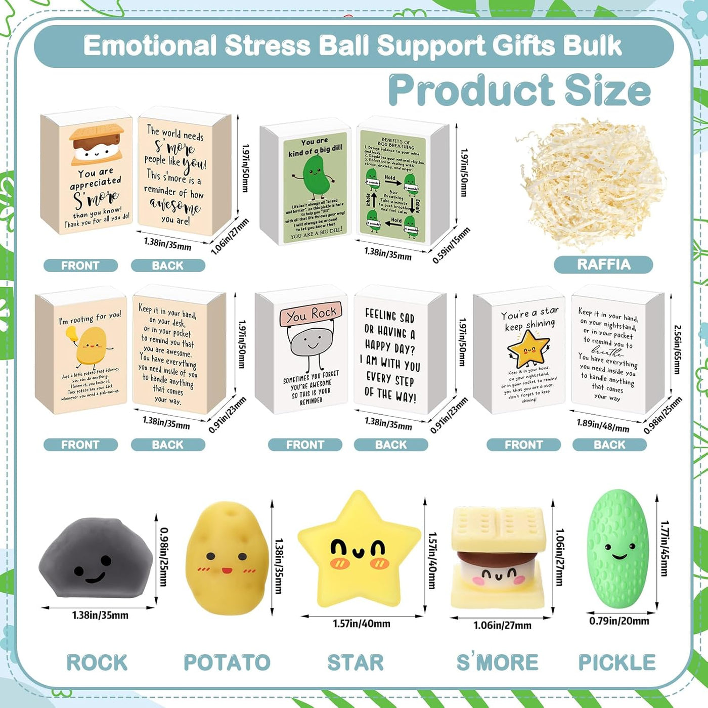 Wettarn 75 Sets Appreciation Gifts Cute Stress Balls with Support Boxes Bulk Party Favors for Employee Coworker Team Group Stuffers Office Prizes Positive Desk Decor