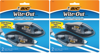 BIC Wite-Out EZ Correct Correction Tape, White, No Dry Time, Tear Resistant Tape, 2-Count