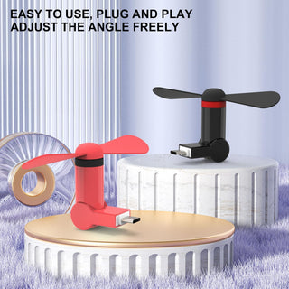 Type C Mini Fan(2 pack), 180 Rotating Portable USB-C Cool Cooler Mobile Phone Fan Compatible with USB C TYPE C Interface iPhone 15/15 Pro/Pro Max, One Plus, Pixel/HTC/Huawei/LeEco/Samsung and More