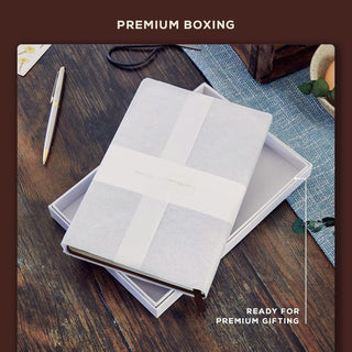 BEECHMORE BOOKS Premium Lined Leather Journal for Men & Women, 5" x 8" (A5) Thick 120gsm Ivory Cream Paper Notebook, Hardcover Vegan Leather Personal Diary, With Gift Box (Chestnut Brown)