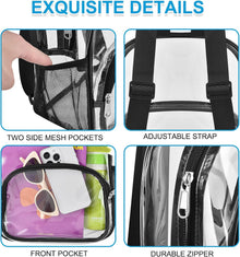 Busiuw Clear Backpack for Stadium Events Stadium Approved Clear Backpack 12x12x6 with Front Pocket for Concert Sport Fashion Women Backpack Events Work Travel
