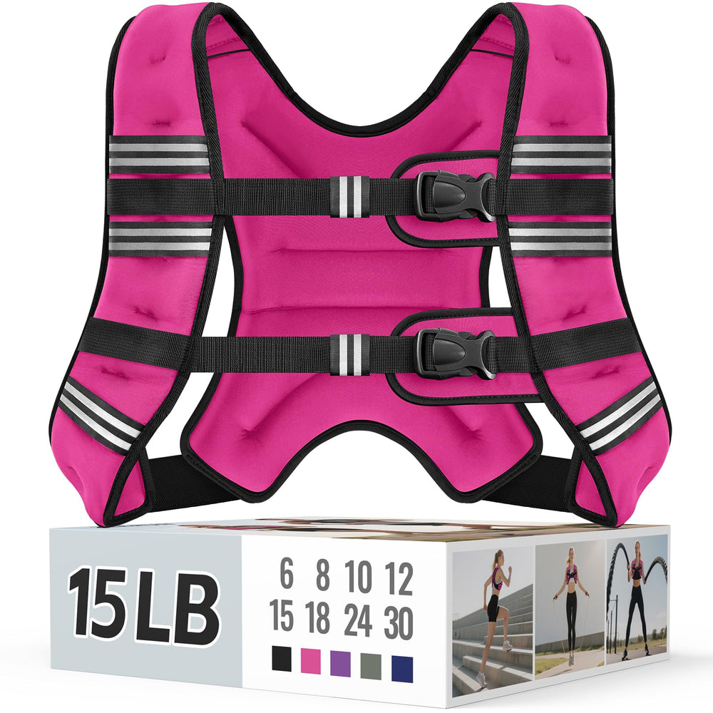 Zeerun Weighted Vest, 6lb/8lb/10lb/12lb/15lb/18lb/20lb/24lb/30lb for Men Women, Reflective Stripe Adjustable Buckle, Comfortable Durable Rucking Vest for Walking Running Strength Training