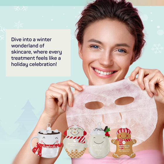 SpaLife Beauty Holiday Treats Christmas Face Mask Bundle | Korean Facial Mask | Hydrating, Soothing and Moisturizing Sheet Mask Set | Stocking Stuffers for Women | Bulk Christmas Gifts | 12 Pack - hover image