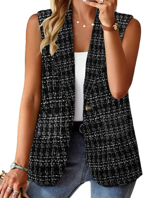 Mina Self 2026 Summer Women's Sleeveless Vest Tops - Lightweight Breathable Lined Trendy Casual Work Office Blazer - Pockets