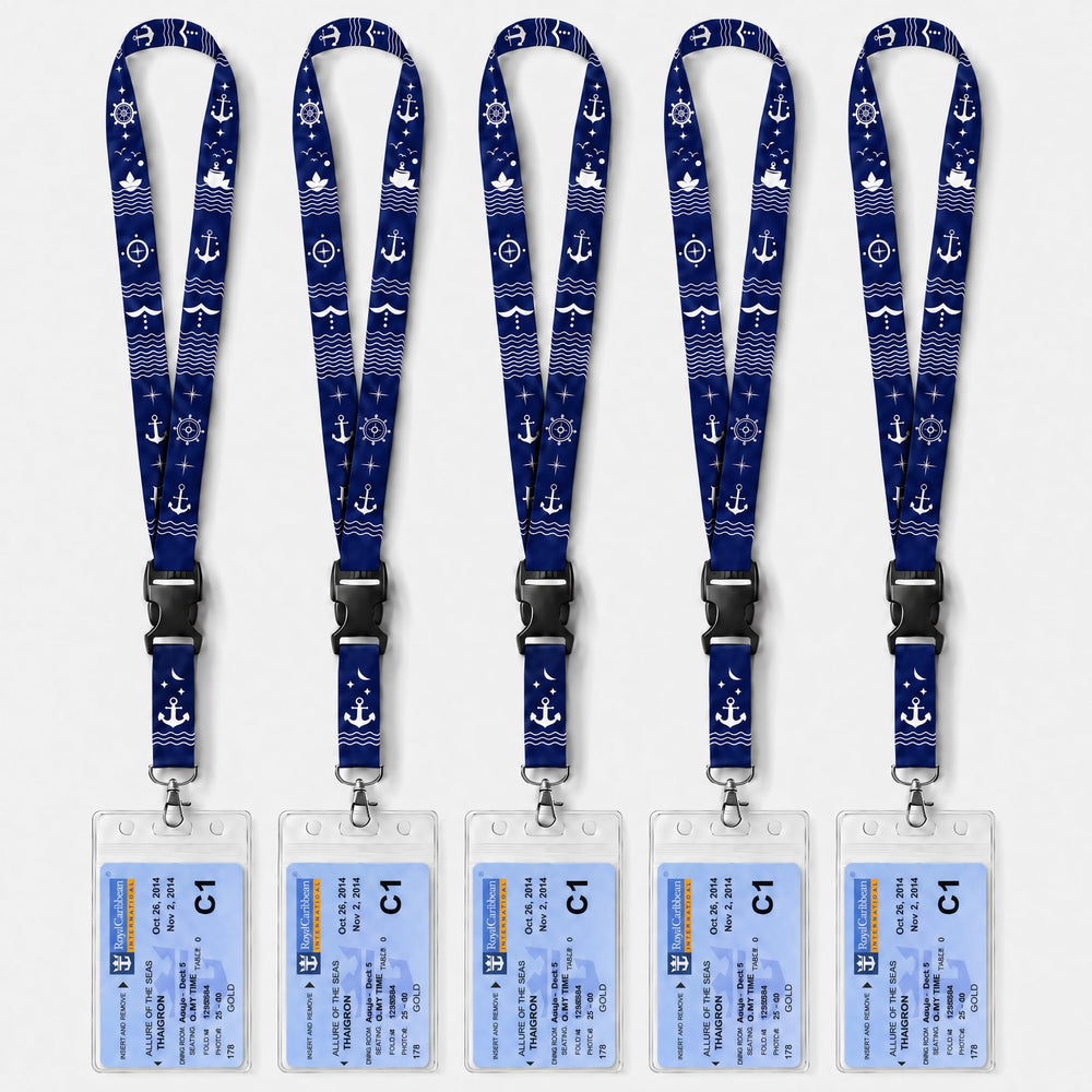 Avorast 5 Pack Cruise Lanyards for Ship Cards, Cruise Essentials 2026 for Carnival, Royal Caribbean, NCL, Lanyards for ID Badges with Detachable Buckle & Waterproof ID Badge Holders (Mix)
