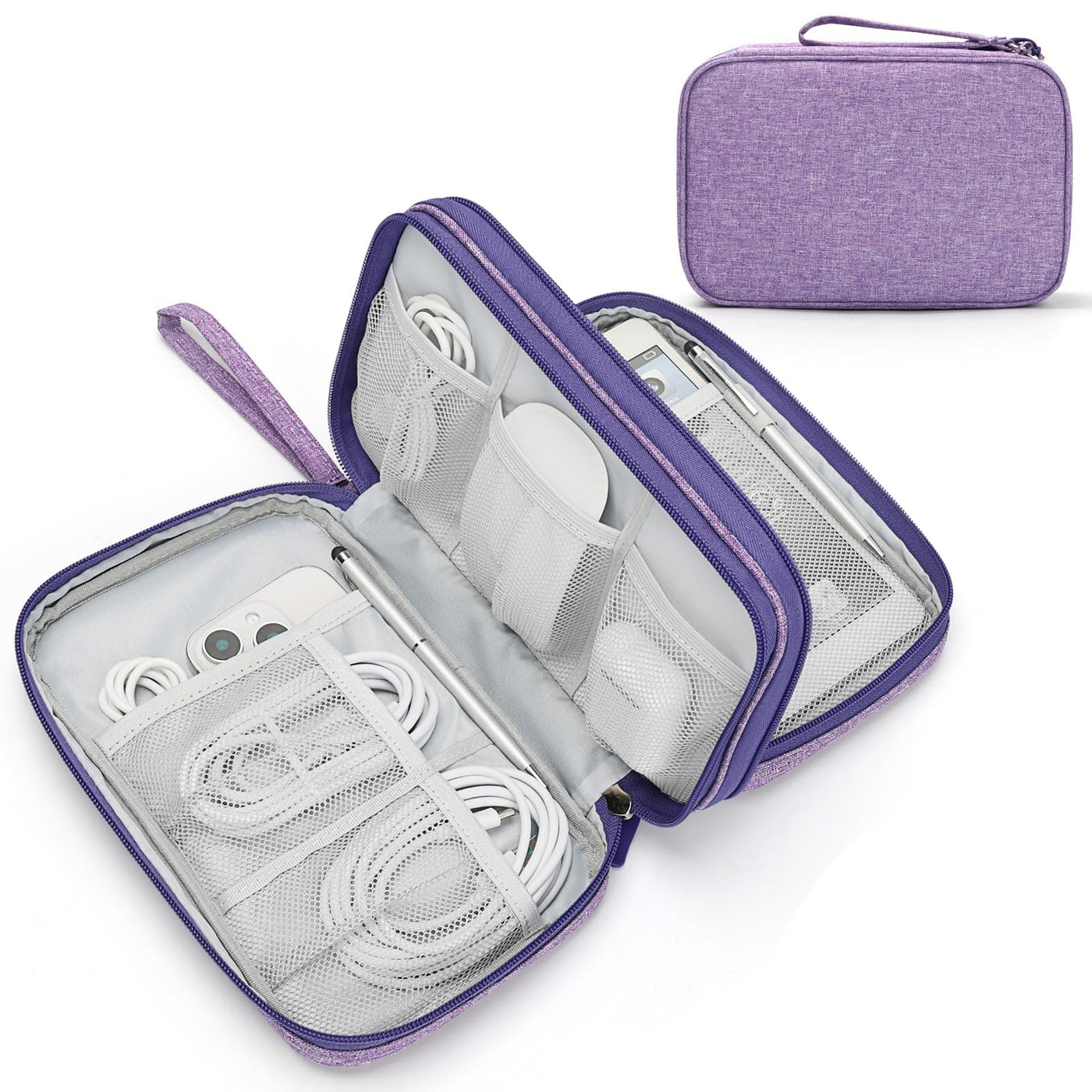 FYY Travel Cable Organizer Pouch Electronic Accessories Carry Case Portable Waterproof Double Layers All-in-One Storage Bag for Cord, Charger, Phone, Earphone Black