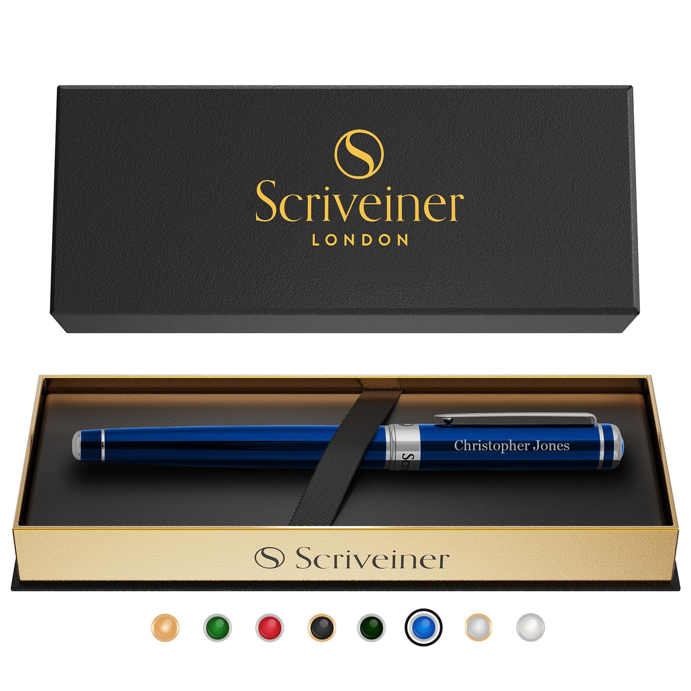 Scriveiner Black Lacquer Rollerball Pen - Stunning Luxury Pen, Real Gold Plating, Schmidt Ink Refill, Best Roller Ball Gift Set for Men & Women, Professional, Executive Office, Nice Pens