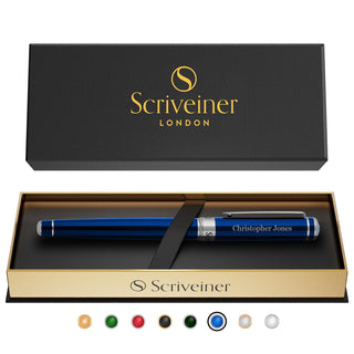 Scriveiner Black Lacquer Rollerball Pen - Stunning Luxury Pen, Real Gold Plating, Schmidt Ink Refill, Best Roller Ball Gift Set for Men & Women, Professional, Executive Office, Nice Pens