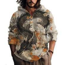 MARSVOVO Hooded Long Sleeve Shirt Men Fashion Graphic Button Up Lightweight Big and Tall Casual Vacation Shirts for Men