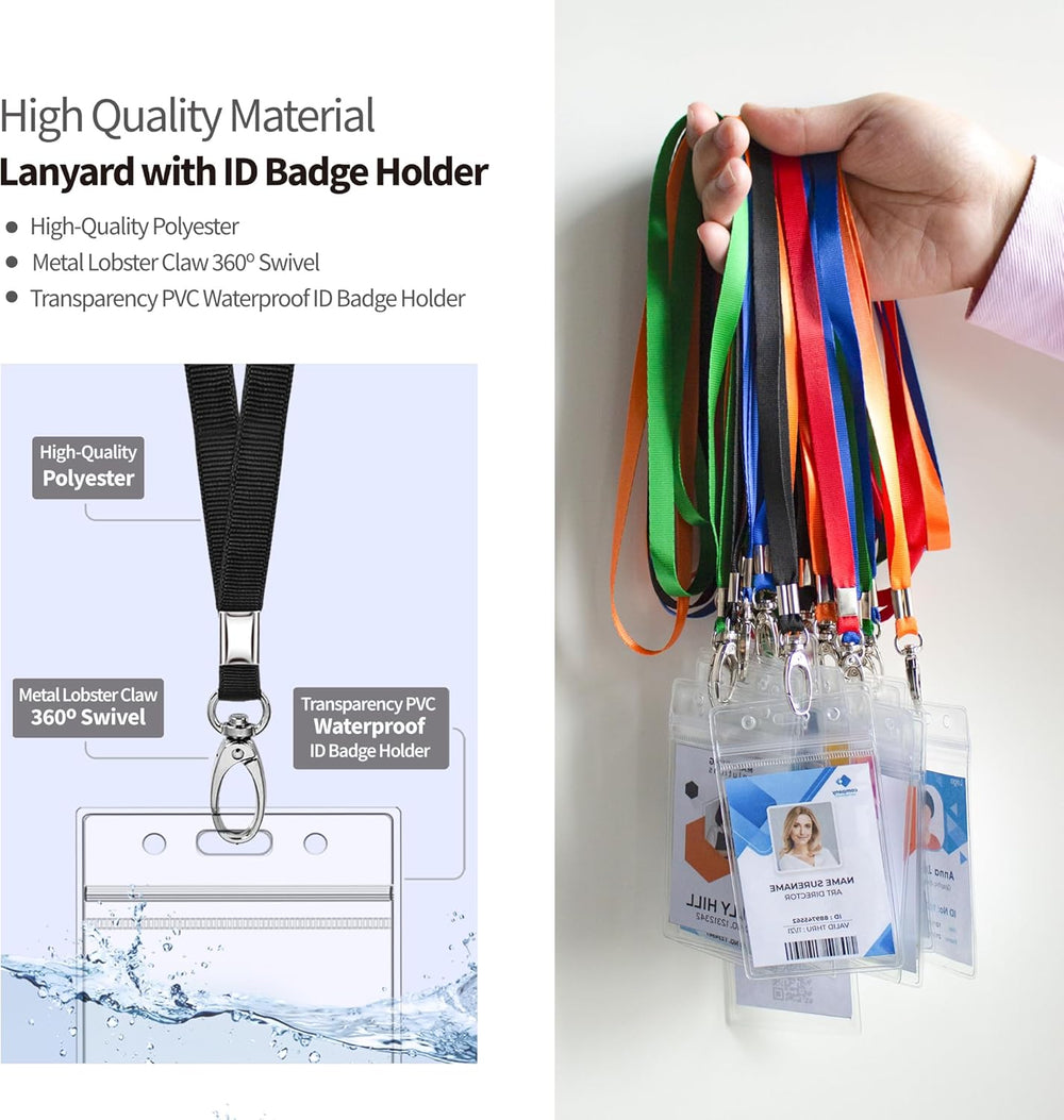 20 Pack Cruise Lanyards with Waterproof ID Card Holder, Clear Cruise Ship Card Holder with Lanyard, Carnival Cruise Lanyard for Ship Cards, Vertical Badge Holder, 5 Colors