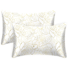 EXQ Home Silky Satin Pillowcase for Hair and Skin,Printed Pillow Cases Standard Size Set of 2 Satin Pillow Case 2 Pack with Envelope Closure(Ink Leaf, 20x26)