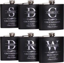 Set of 6, Groomsmen Gifts for Wedding | Personalized Groomsmen Flasks w/Optional Gift Box, Bachelor Party Team, 6 oz. Custom Engraved Hip Flasks for Best Man and Groomsman Proposal #3, Stainless Steel