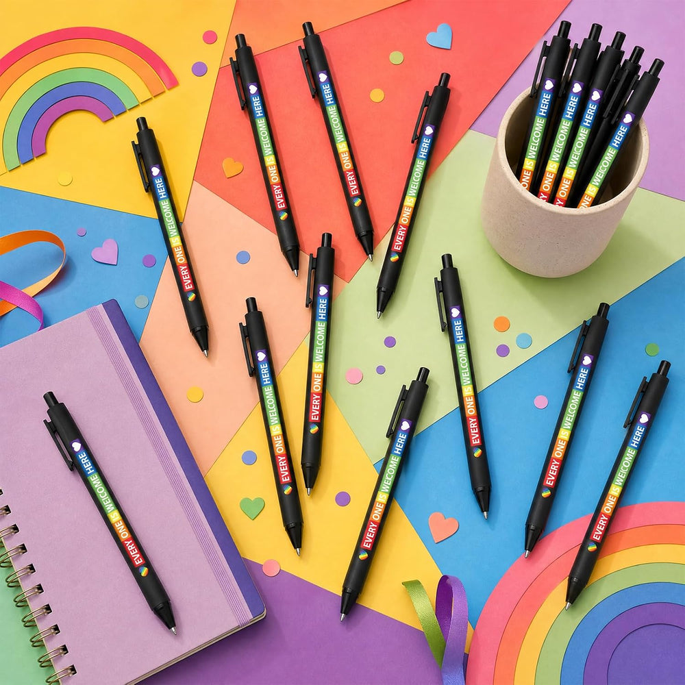 50 PCS Pride Rainbow Pen, Lgbtq Ballpoint Party Favors Black Ink, Retractable Pens Lesbian Gay Gifts Party Supplies Accessories