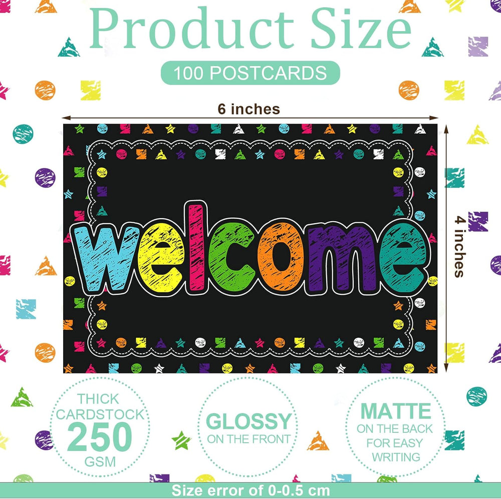 Qeeenar 100 Pcs Welcome Postcards Stamps Bulk Welcome Greeting Cards Gift(Chalkboard)