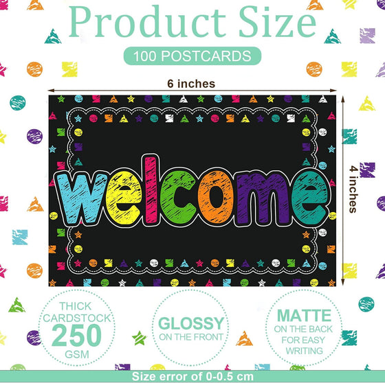 Qeeenar 100 Pcs Welcome Postcards Stamps Bulk Welcome Greeting Cards Gift(Chalkboard) - hover image
