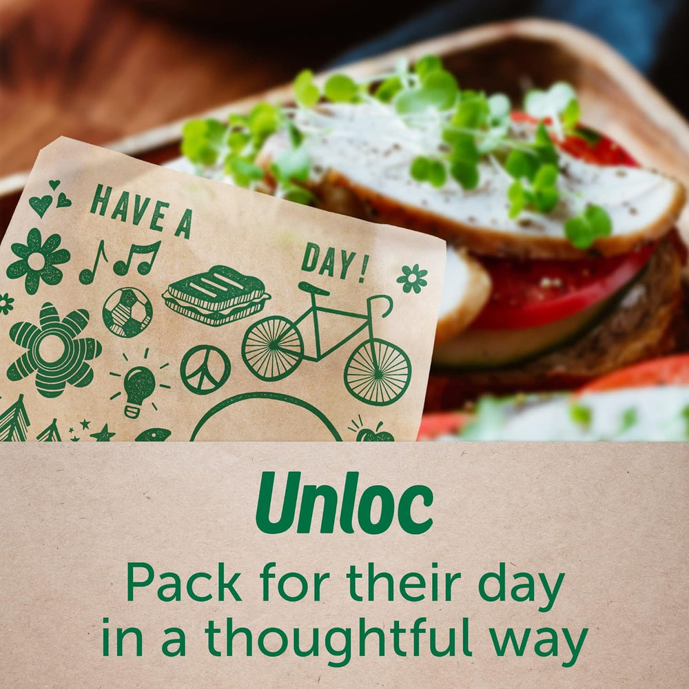 Ziploc Paper Sandwich and Snack Bags, Recyclable & Sealable with Fun Designs, 50 Bags Total