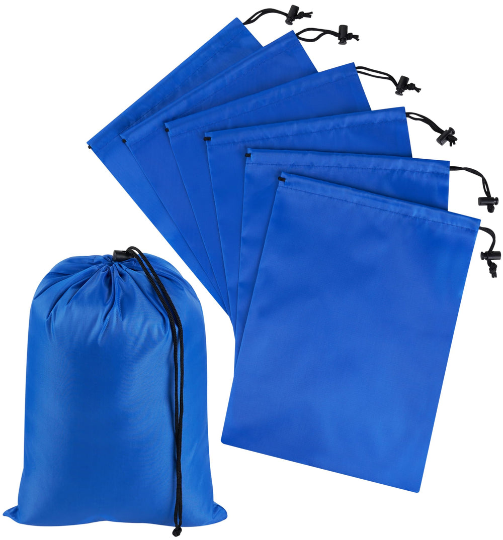 PALTERWEAR Drawstring Bag with Toggle - Nylon Cinch and Ditty Pouch - Six Pack (Black, 6 x 8 Inch, Set of 6)