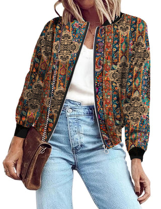 Zeagoo Women's Bomber Jacket Lightweight Zip Up Jacket Casual Striped Jacket Coat Outerwear Windbreaker with Pockets