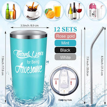 Suclain 12 Sets Thank You Gifts Graduation Appreciation Tumbler 20oz Thank U for Being Awesome Stainless Steel Cup Bulk with Lid Straw for Teacher Friend Classmate (Light Blue,Rose Gold,Black,White)