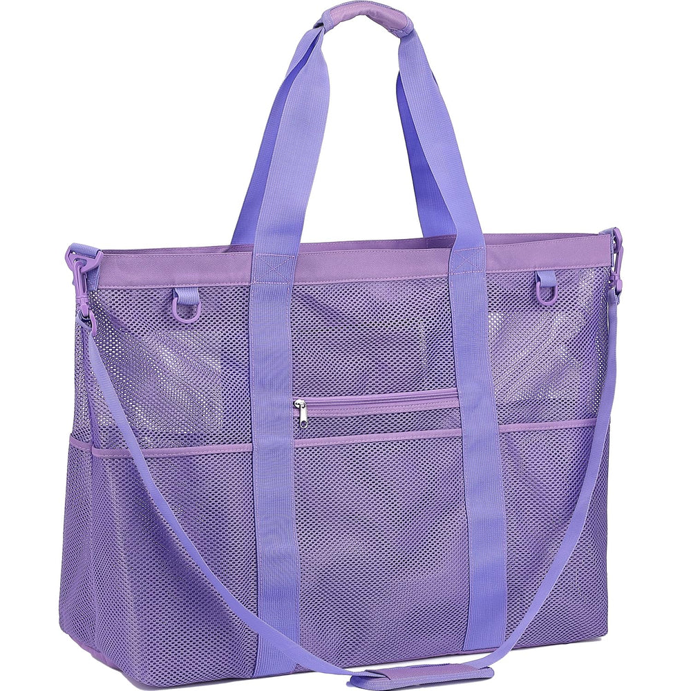 Fammart Mesh Beach Bag for Women, Large Beach Toy Pool Bag with Zipper Pocket, SandProof Cruise Essentials 2026 Family Travel