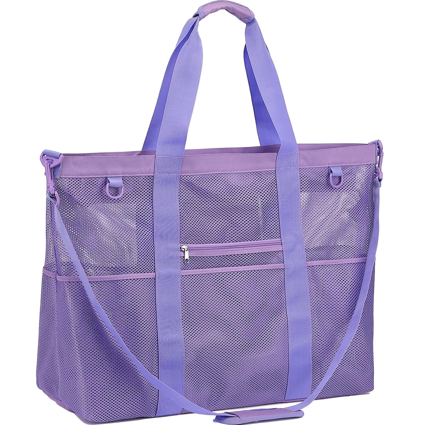 Fammart Mesh Beach Bag for Women, Large Beach Toy Pool Bag with Zipper Pocket, SandProof Cruise Essentials 2026 Family Travel