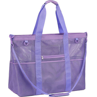 Fammart Mesh Beach Bag for Women, Large Beach Toy Pool Bag with Zipper Pocket, SandProof Cruise Essentials 2026 Family Travel